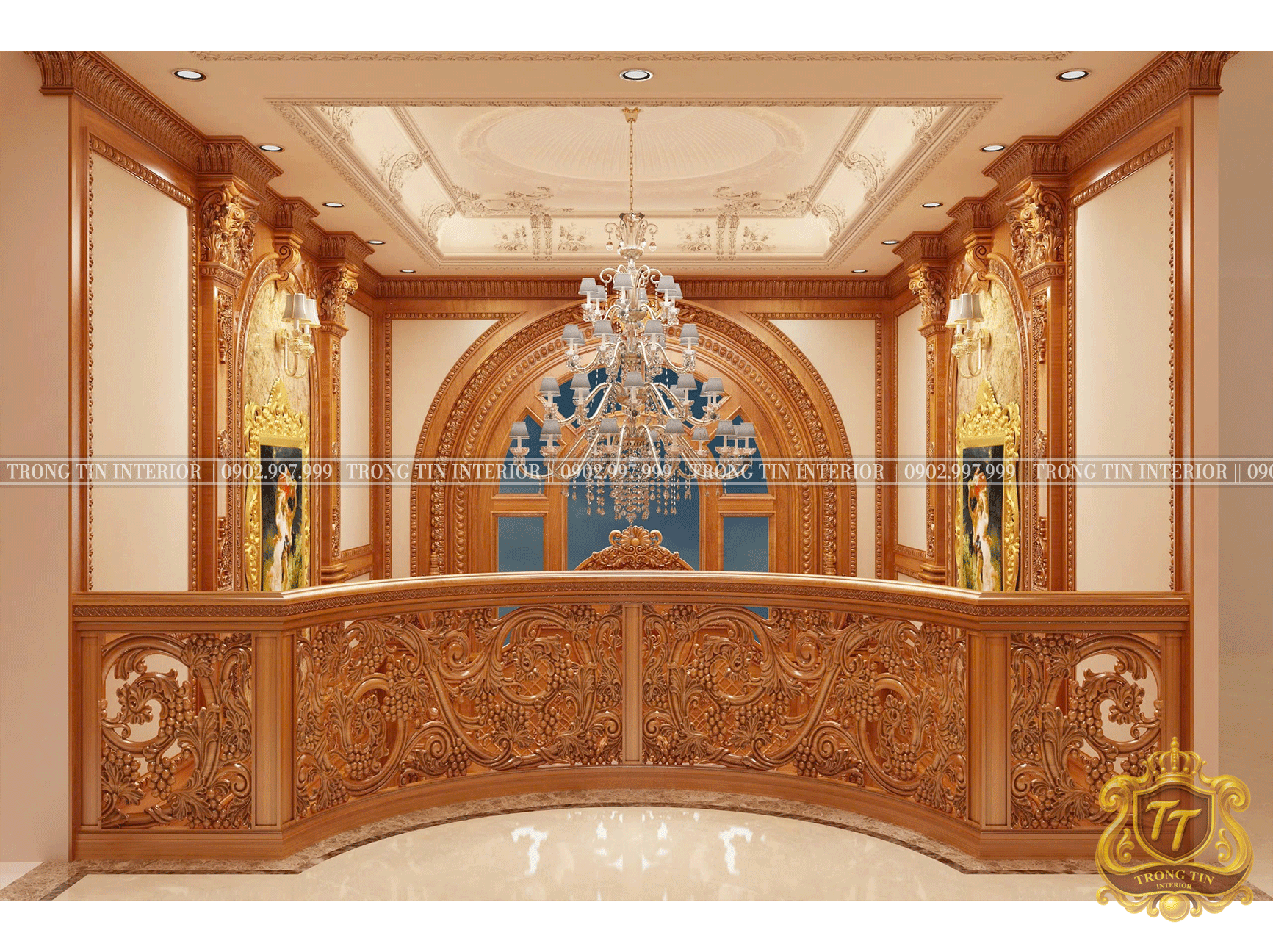 Phòng Khách Gỗ Cổ Điển Mẫu 5