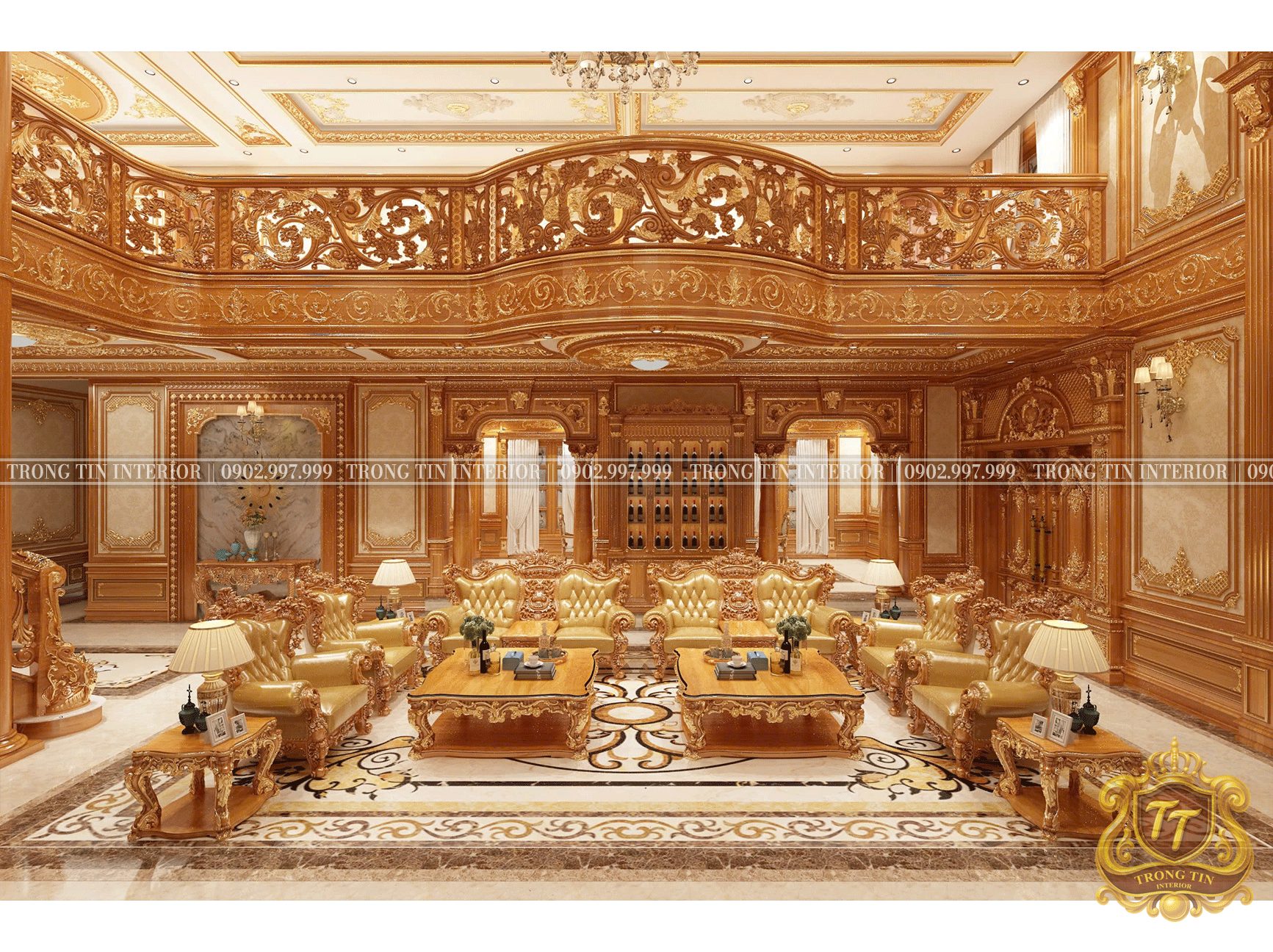 Phòng Khách Gỗ Cổ Điển Mẫu 4