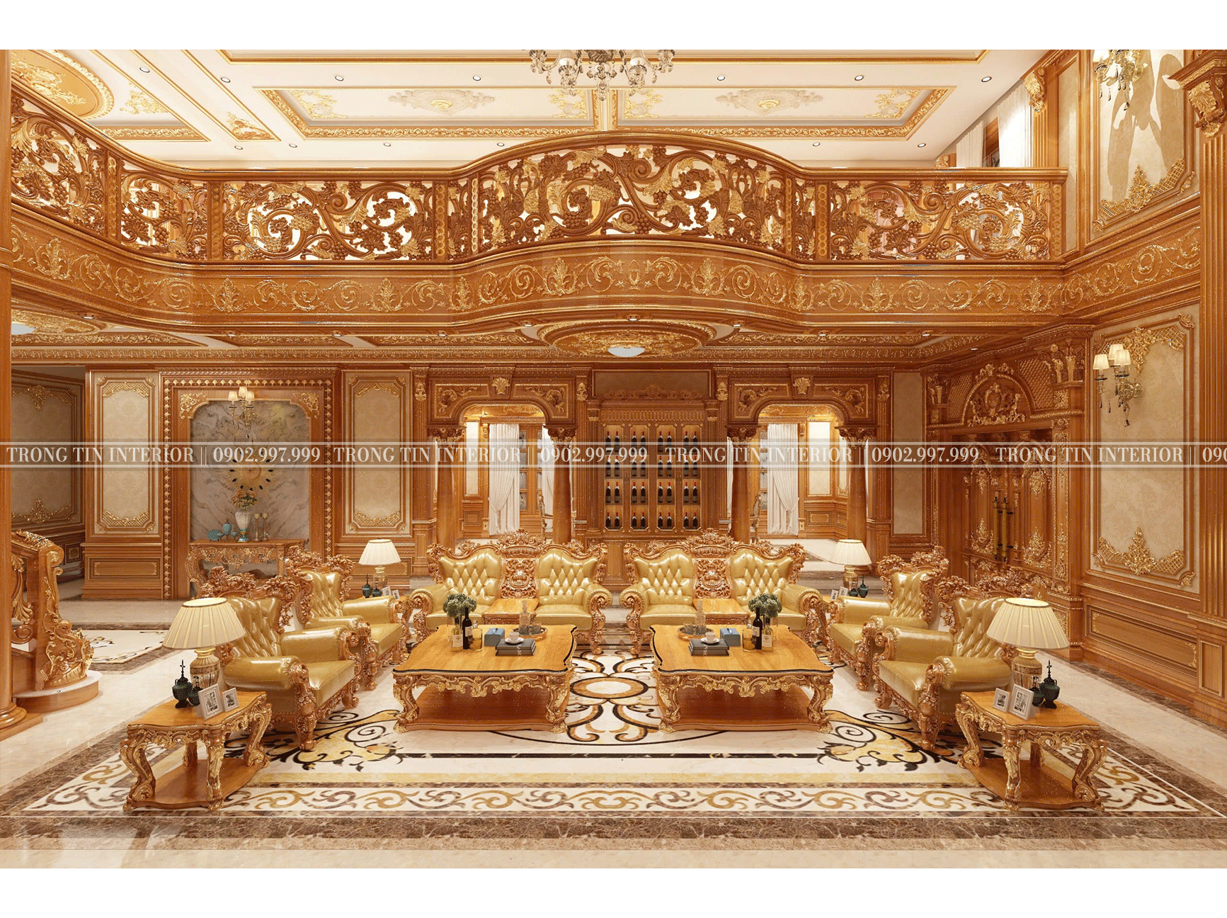 Phòng Khách Gỗ Cổ Điển Mẫu 4