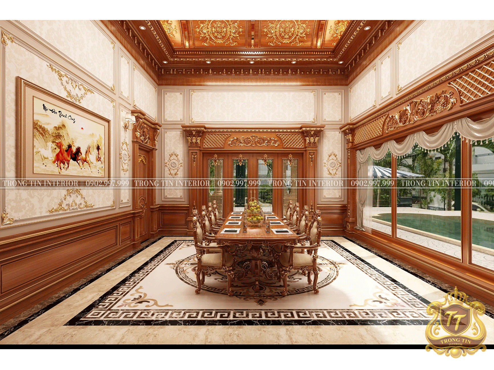Phòng Khách Gỗ Cổ Điển Mẫu 10