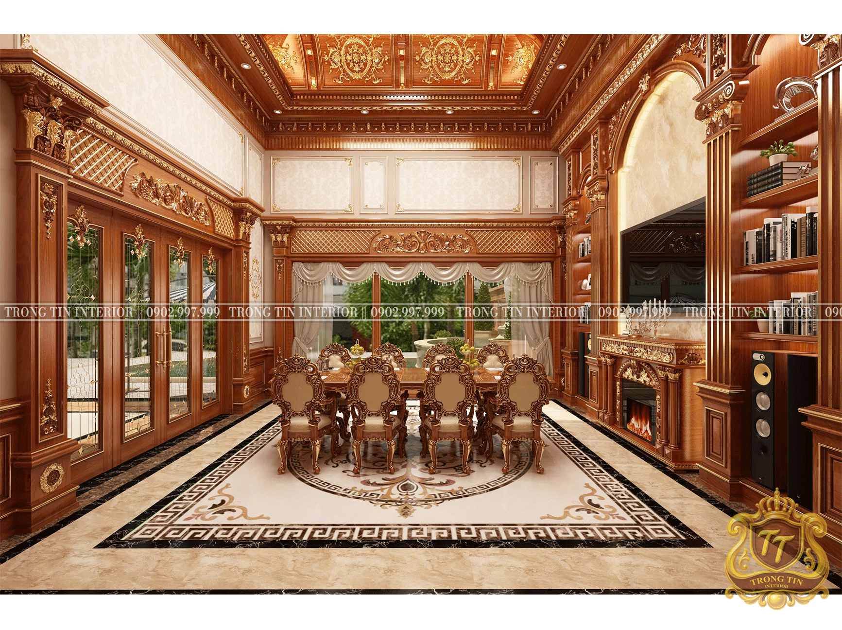Phòng Khách Gỗ Cổ Điển Mẫu 10