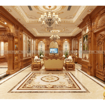 Phòng Khách Gỗ Cổ Điển Mẫu 12
