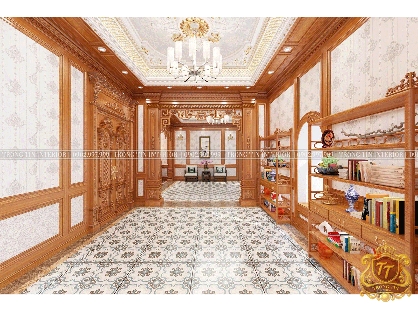 Phòng Khách Gỗ Cổ Điển Mẫu 16