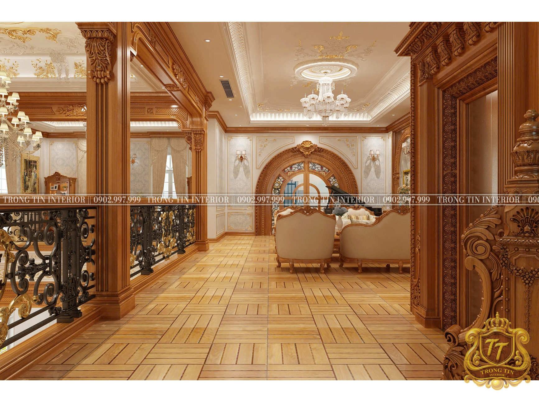 Phòng Khách Gỗ Cổ Điển Mẫu 8