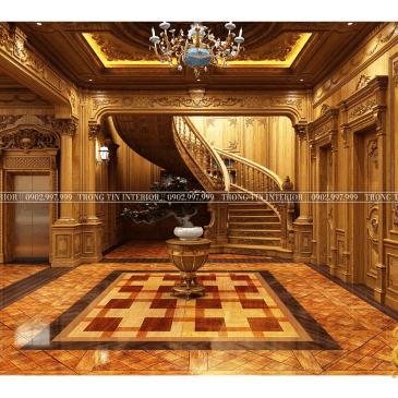 Phòng Khách Gỗ Cổ Điển Mẫu 9
