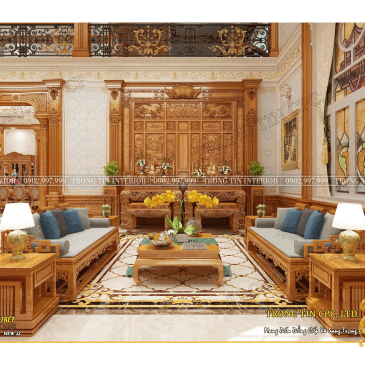 Phòng Khách Gỗ Cổ Điển Mẫu 14
