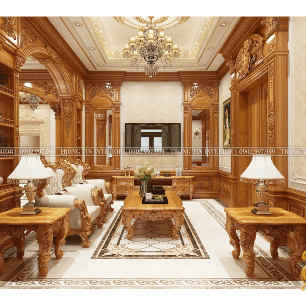 Phòng Khách Gỗ Cổ Điển Mẫu 15
