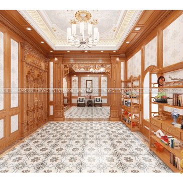 Phòng Khách Gỗ Cổ Điển Mẫu 16