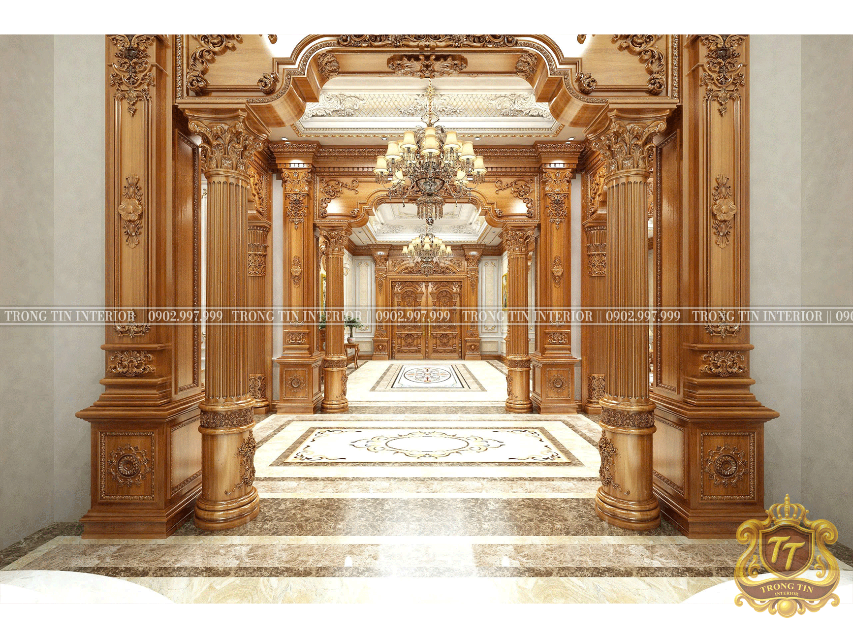 Phòng Khách Gỗ Cổ Điển Mẫu 2